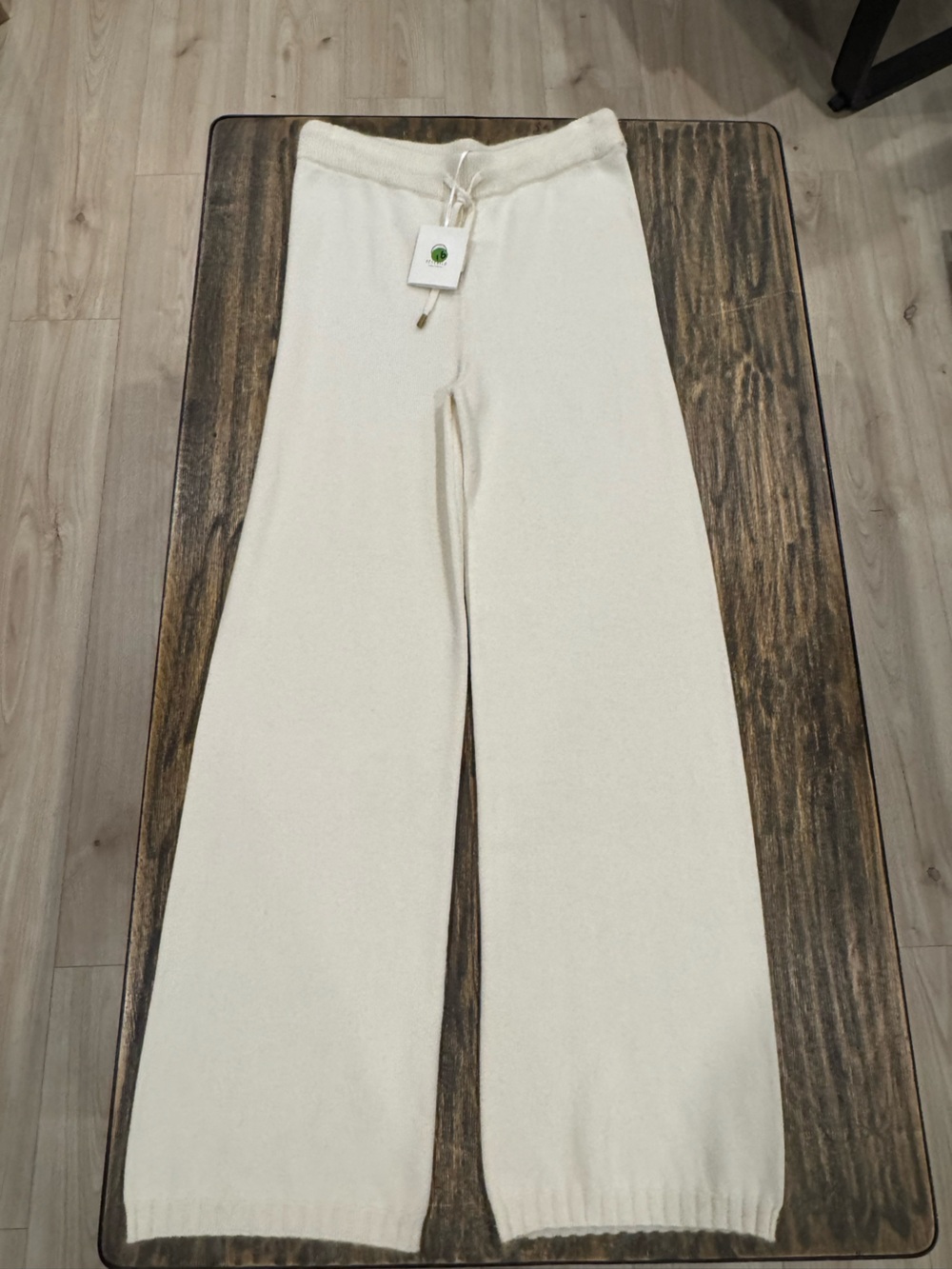 Peserico Wide Leg Knit Pants IT 46 US 10 Wool Silk Cashmere Ivory NWT